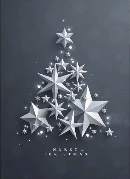 Árbol de Navidad hecho de estrellas de papel — Vector de stock