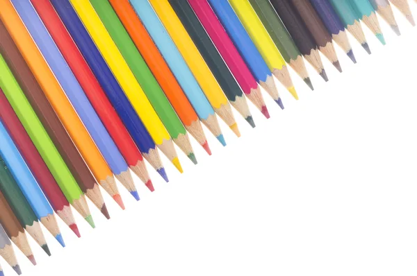 Mnoho barevné tužky v řadě — Stock fotografie