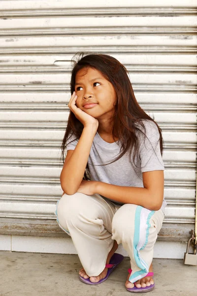 Amused homeless child — Stock Photo, Image