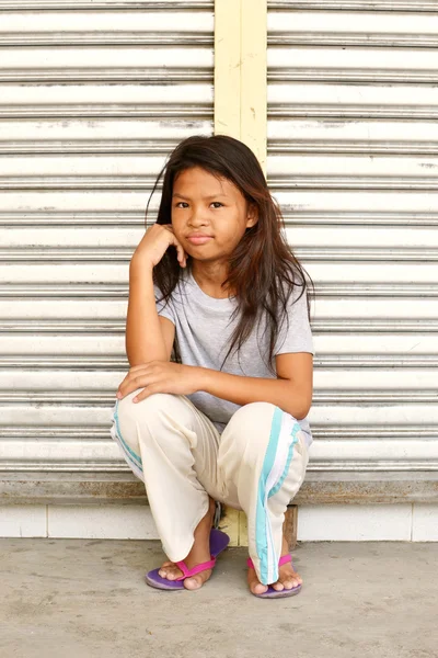 Amused homeless child — Stock Photo, Image