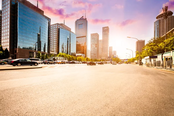 City road on sunset in Beijing. — Stock Photo, Image