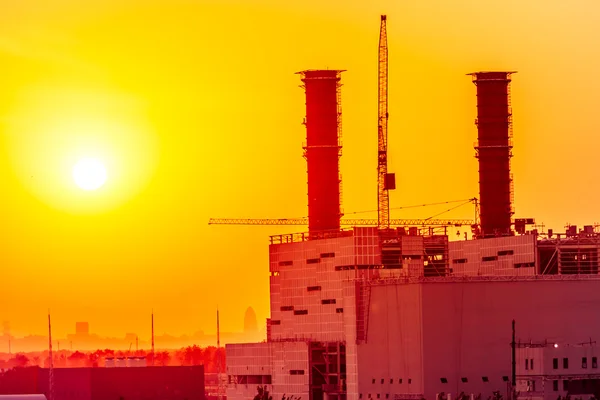 Central térmica al atardecer — Foto de Stock