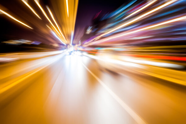 Blurred lights, long exposure photo of traffic