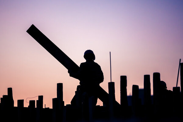 silhouette of construction worker 