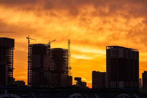 Building construction site in sunrise — Stock Photo, Image