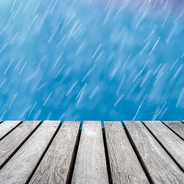 Wood walkway and rain background — Stock Photo, Image