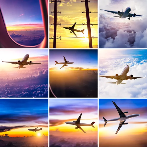 Airplane theme collage — Stock Photo, Image