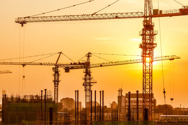 Silhouette of construction site — Stock Photo, Image