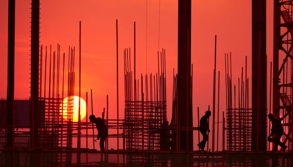 Silhouette of construction site — Stock Photo, Image