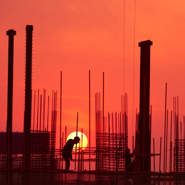 Silhouette of construction site — Stock Photo, Image