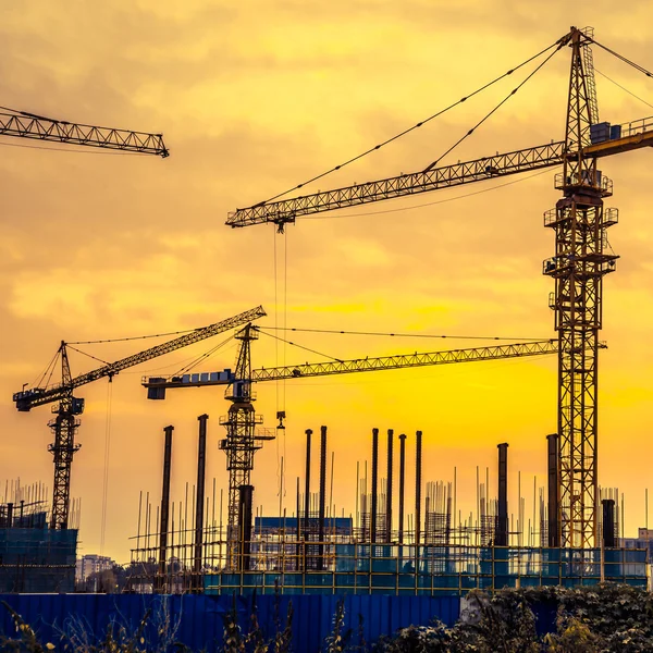 Silhouette of construction site — Stock Photo, Image
