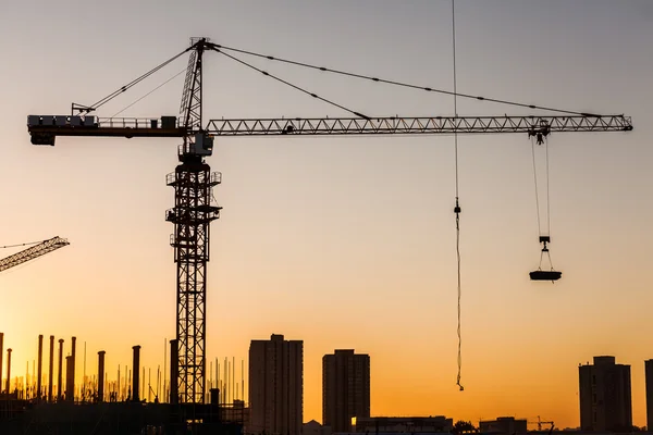 Silhouette of construction site — Stock Photo, Image