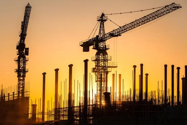 Silhouette del cantiere — Foto Stock