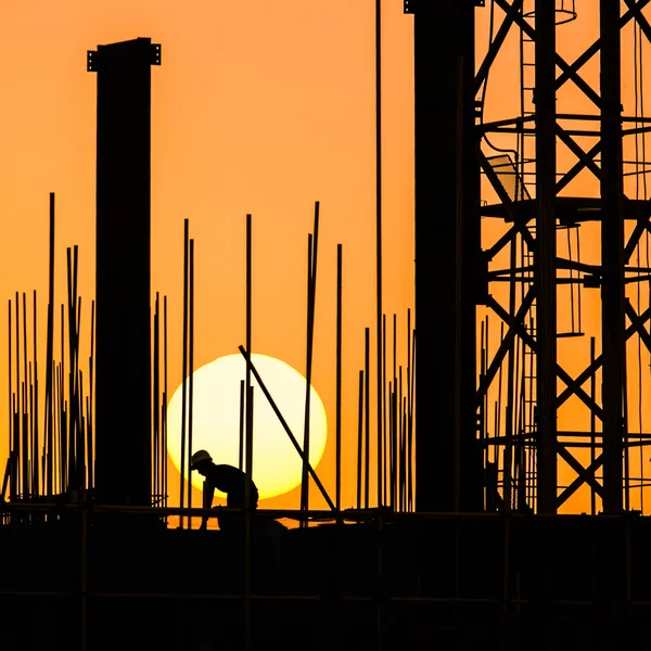 Silhouette of construction site — Stock Photo, Image