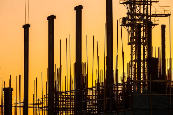 Silhouette of construction site — Stock Photo, Image