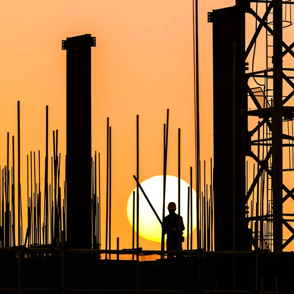 Silhouette of construction site — Stock Photo, Image