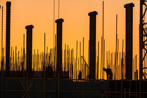 Silhouette of construction site — Stock Photo, Image