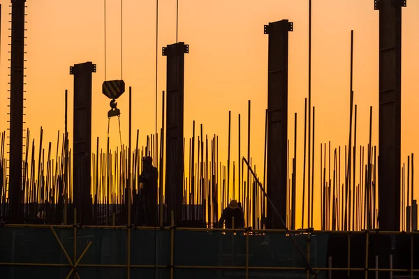 Silhouette of construction site — Stock Photo, Image