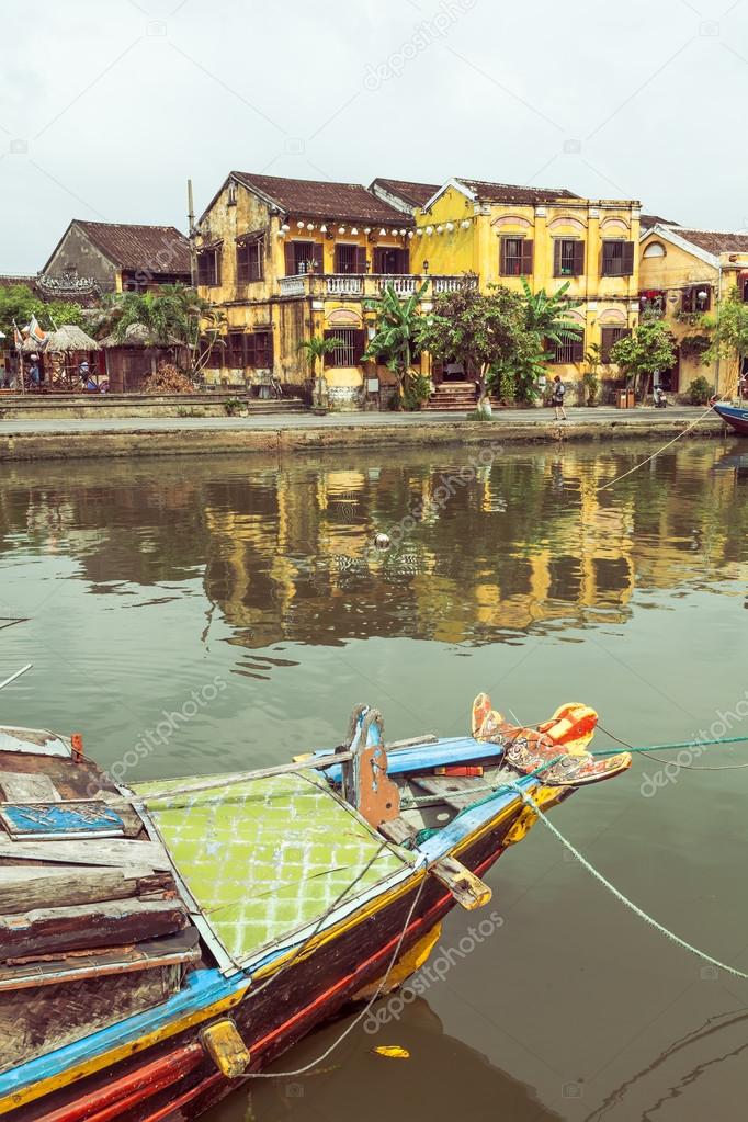 Boats on the river in Hoi An, Vietnam