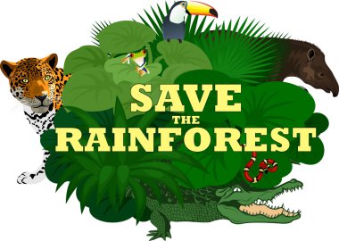 vektör orman arka plan hayvanlarla