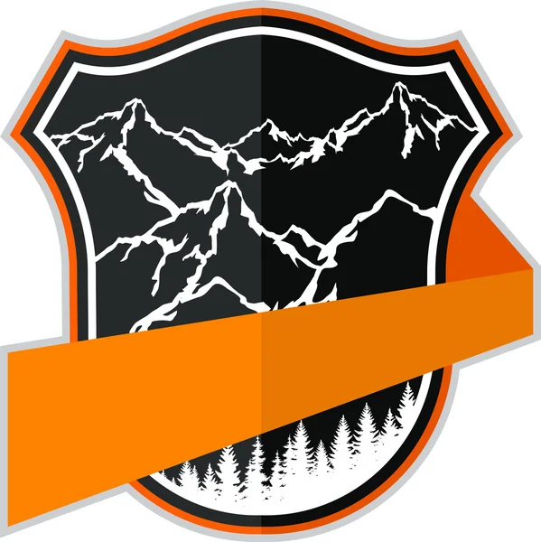 Vector montaña aventura camping expedición logo emblema — Vector de stock