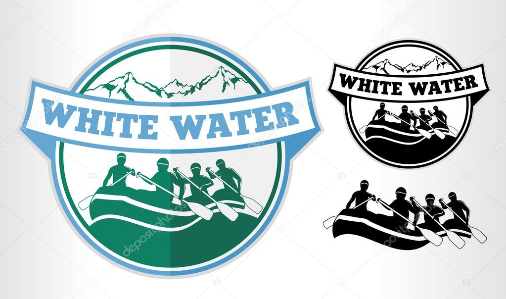 Set of vector rafting emblems logo labels