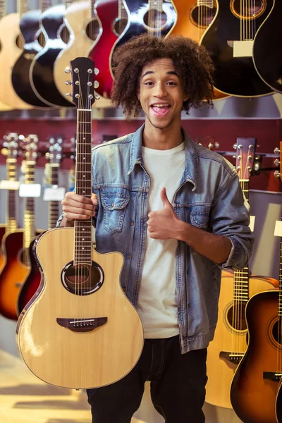 Man in musical shop