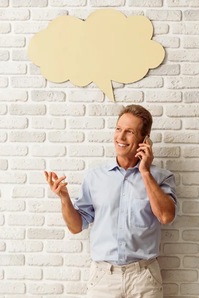 Man with speech bubbles