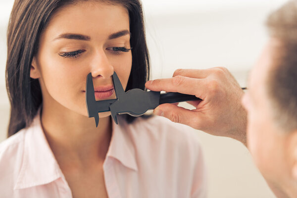 Woman at the plastic surgeon