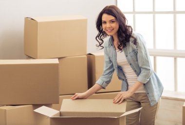 Young woman moving clipart
