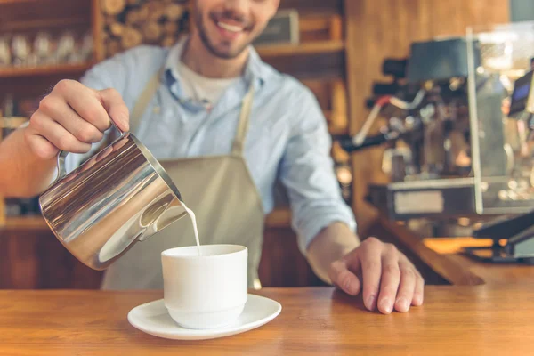 Handsome barista at cafe — Stock Photo, Image