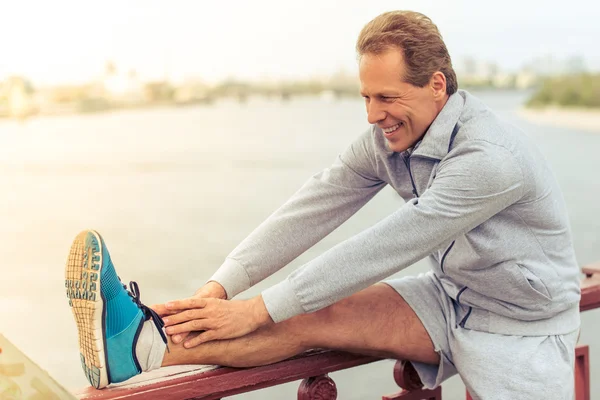 Handsome man during morning run — Stock Photo, Image