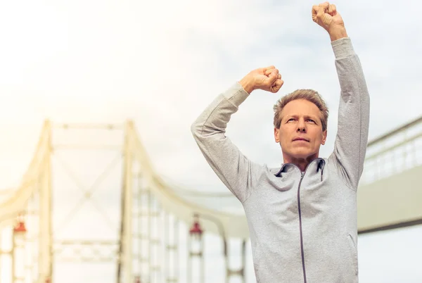 Handsome man during morning run — Stock Photo, Image