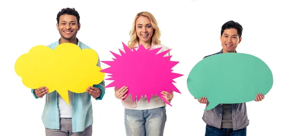 Young people with speech bubbles — Stock Photo, Image