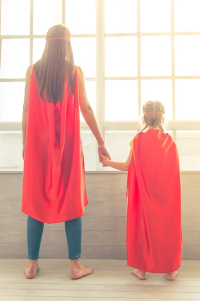 Super mother and daughter — Stock Photo, Image