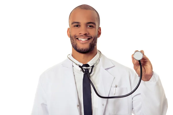 Bonito médico afro-americano — Fotografia de Stock