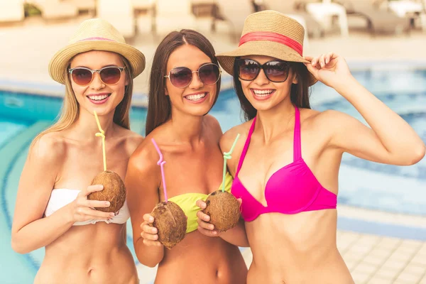 Girls at the pool — Stock Photo, Image