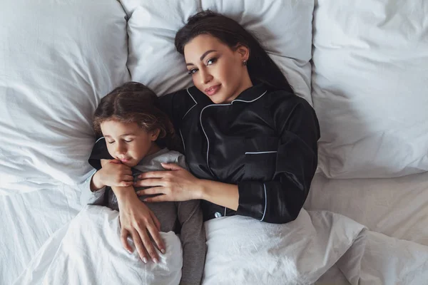 Happy Morning Young Beautiful Mother Her Little Daughter Have Just — Stock Photo, Image