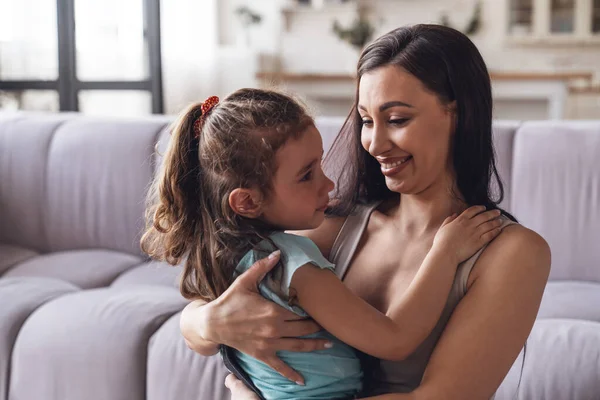 Happy Young Mother Her Little Daughter Spend Time Together Have — Stock Photo, Image