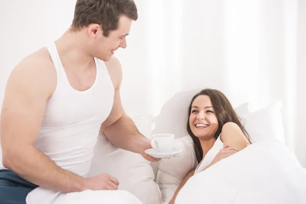 Breakfast in bed — Stock Photo, Image