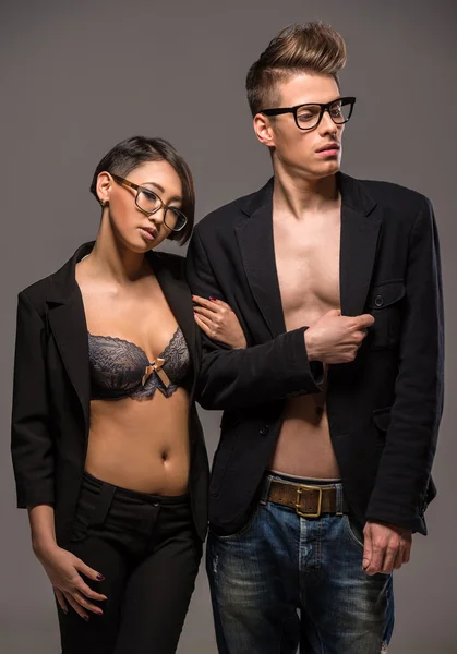 Fashion portrait of a couple — Stock Photo, Image