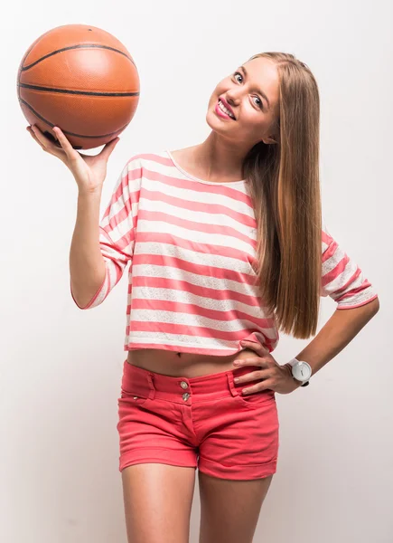 Young girl with basketball — Stock Photo, Image