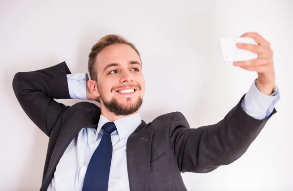 Portrait of a young cheerful businessman — Stock Photo, Image