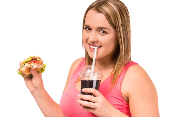 Tlustá žena dieta — Stock fotografie