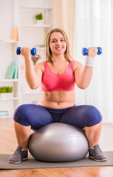 Mujer gorda dieta — Foto de Stock