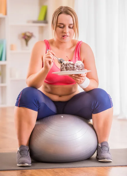 Mujer gorda dieta — Foto de Stock