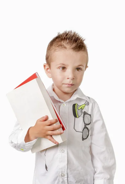 Young boy with books preparing to school — Stock Photo, Image