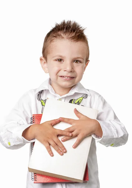 Young boy with books preparing to school — Stock Photo, Image