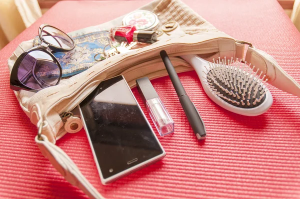 Content of one female bag — Stock Photo, Image