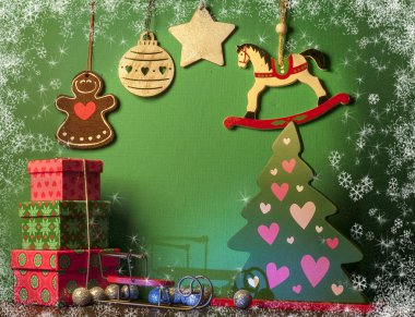 Noel süslemeleri beyaz atı ile. Yeni yıl sembolü 2015